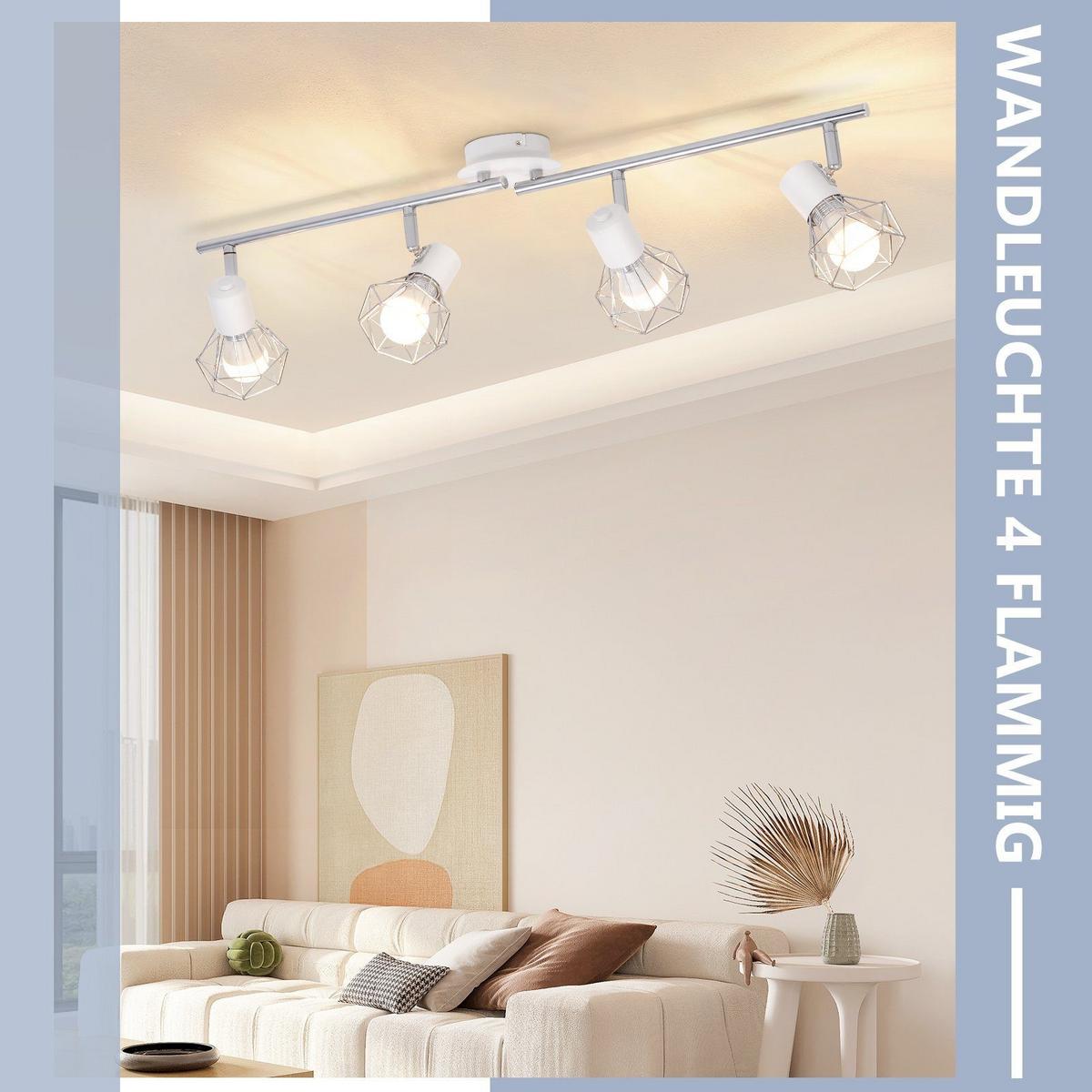 DECKENSTRAHLER Chloris 4-flammig 71/10/20 cm - Weiß, Metall (71/10/20cm) - Nettlife