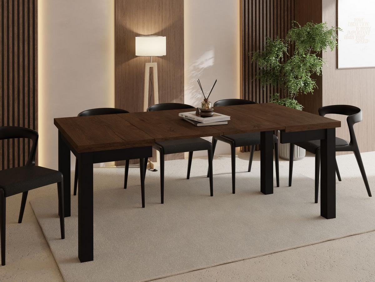 ESSTISCH Toren ausziehbar verlängerbar quadratisch, Eiche Braun Rustikal 100-200/100/76.5 cm - Alteiche/Schwarz, Holz/Holzwerkstoff (100/200/76.5cm) - WFL GROUP