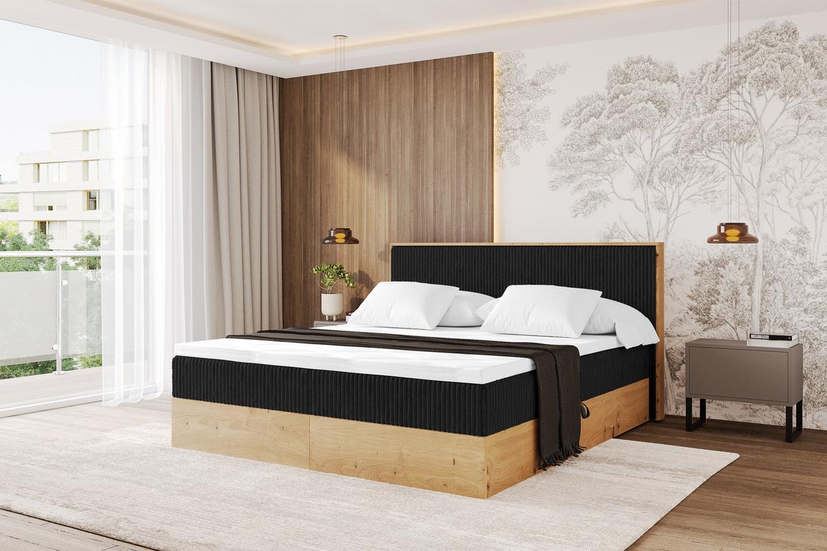 BOXBETT LOLLI9 - 160x200 - H4 Schwarz - Schwarz, Holzwerkstoff (160/200cm) - ALTDECOR