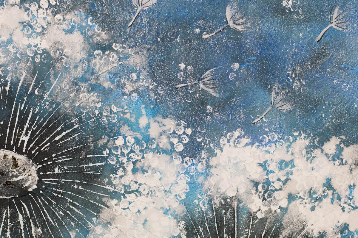 ACRYLBILD HANDGEMALT 80/80 cm - Blau/Weiß, Holz/Textil (80/80cm) - KUNSTLOFT