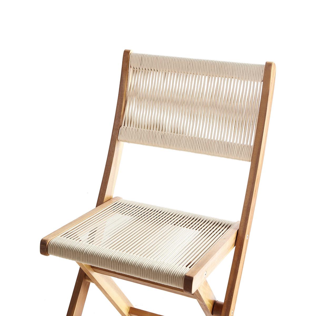 GARTENSTUHL 2er Set Beige Prossedi - Hellbraun/Beige, Holz (42/84/50cm) - Beliani
