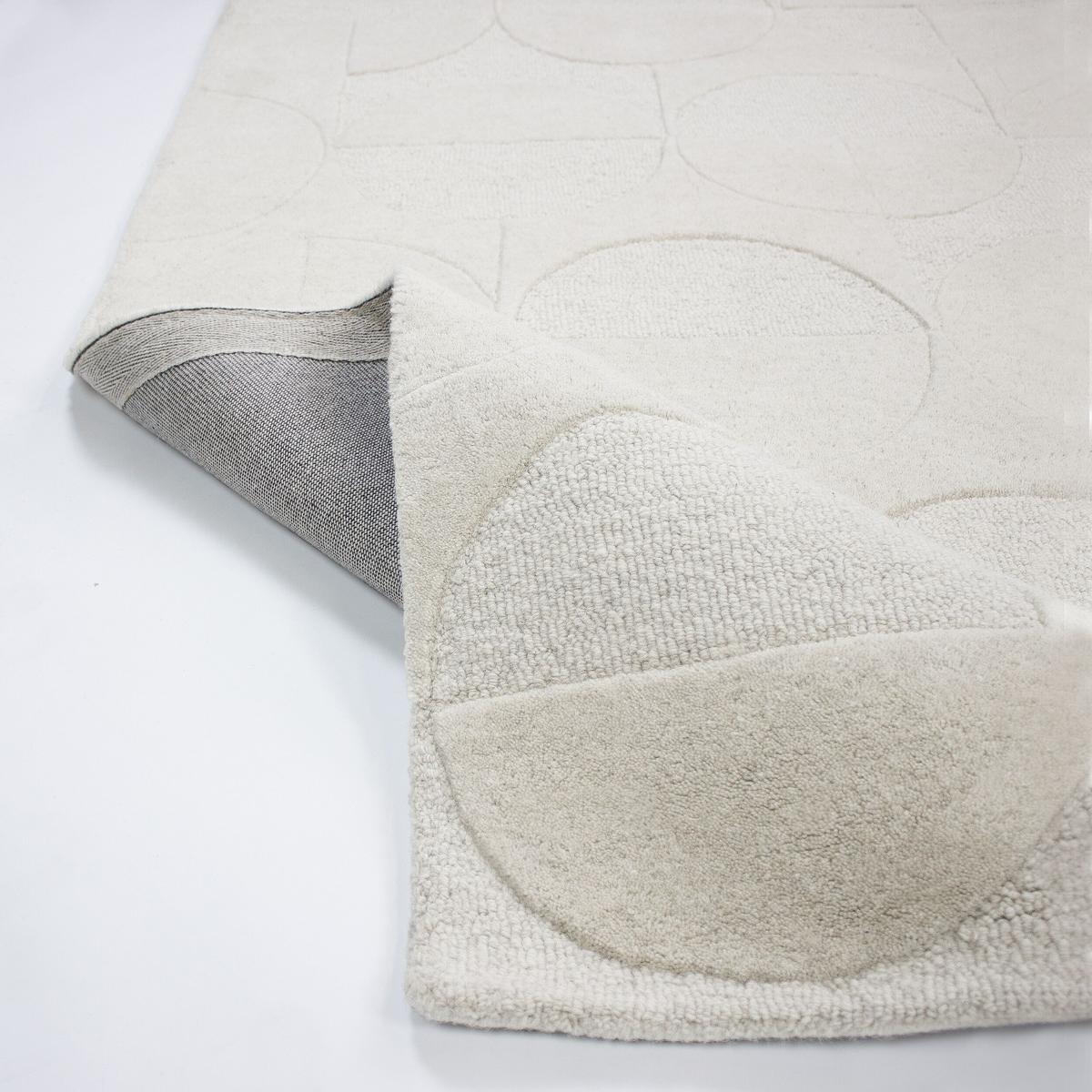 WOLLTEPPICH DEBEN, geometrisch, aus Wolle, Elfenbein, Ø 160 cm - Champagner, Textil (160/160cm) - KADIMA DESIGN
