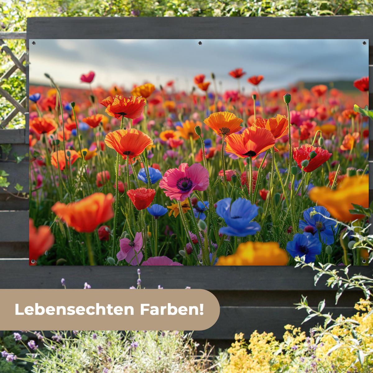 GARTENPOSTER Blumen - Mohnblumen - Farbenfroh - Natur Poster für draußen 180x120 cm - Dunkelorange, Kunststoff (180/120/0.2cm) - OnlyWow