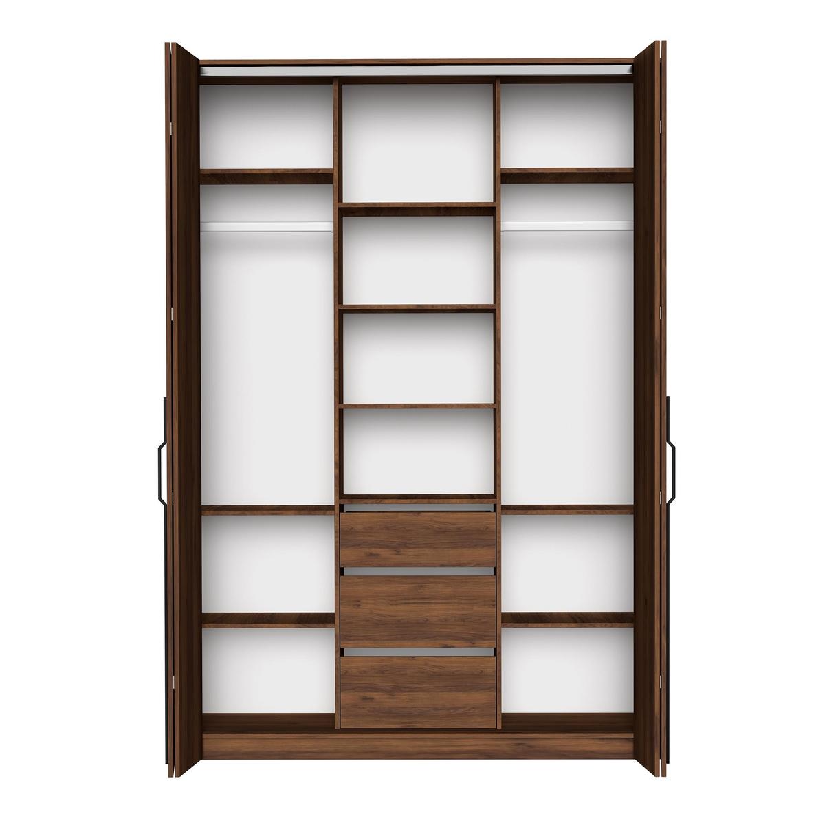 FALTTÜRENSCHRANK Omodeo 170 cm breit in Warmia-Nussbaum – mit WingLine-Falttüren - Walnussfarben, Holzwerkstoff (170/240/58cm) - AX Living