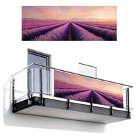 BALKON-SICHTSCHUTZ Lavendelfeld - Sonnenuntergang - Lila - Blumen Balkon Deko 300x110 cm - Violett, Kunststoff (300/110cm) - MuchoWow
