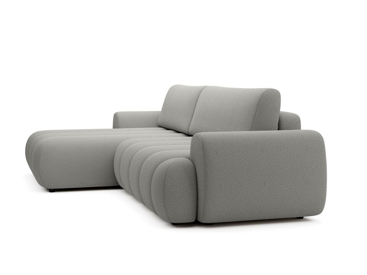 ECKSOFA SITO Grau Geflochtener Stoff mit Schlaffunktion - Grau, Holz (272/168cm) - MASSENO