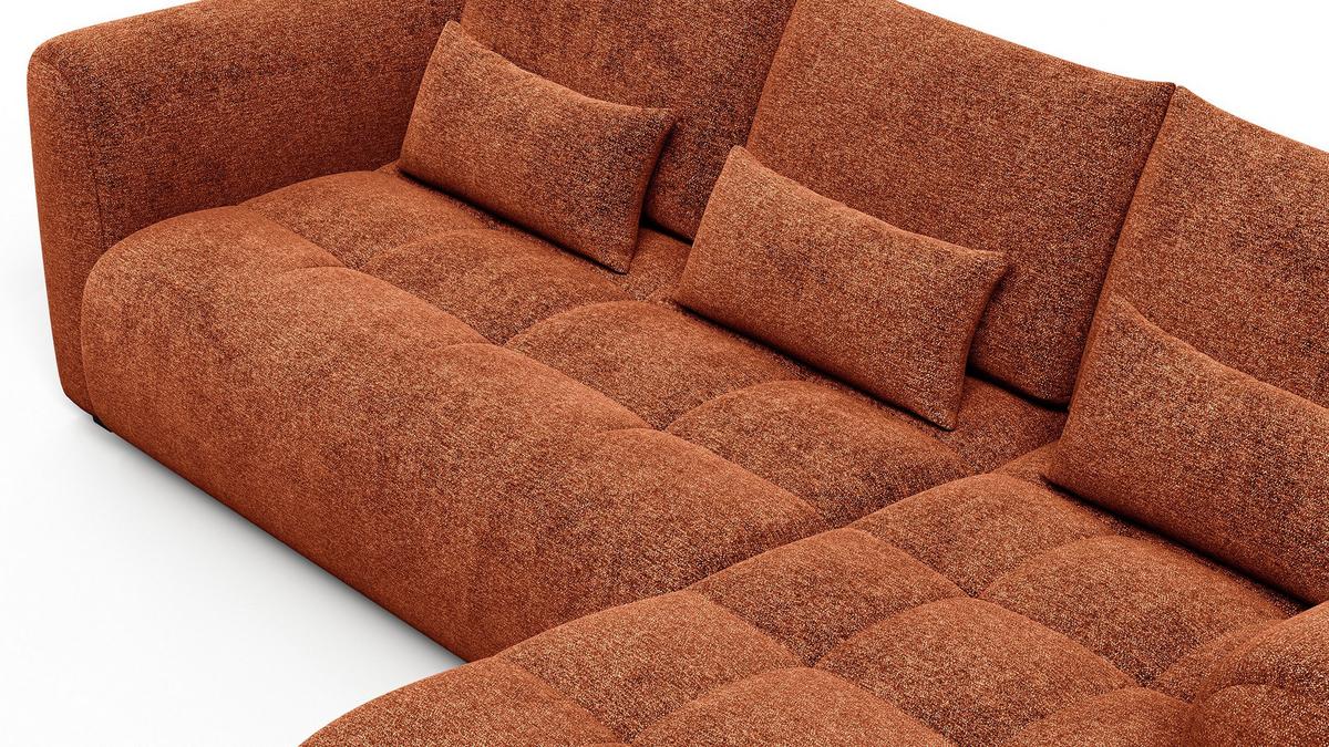 ECKSOFA SORENO 4-Sitzer, orange - Schwarz/Orange, Holz/Textil (293/171cm) - Wozimo