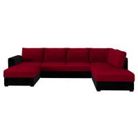 WOHNLANDSCHAFT Wilma Premium, Seite: Rechts - Rot/Schwarz, Holz/Textil (305/85/188cm) - MIRJAN24