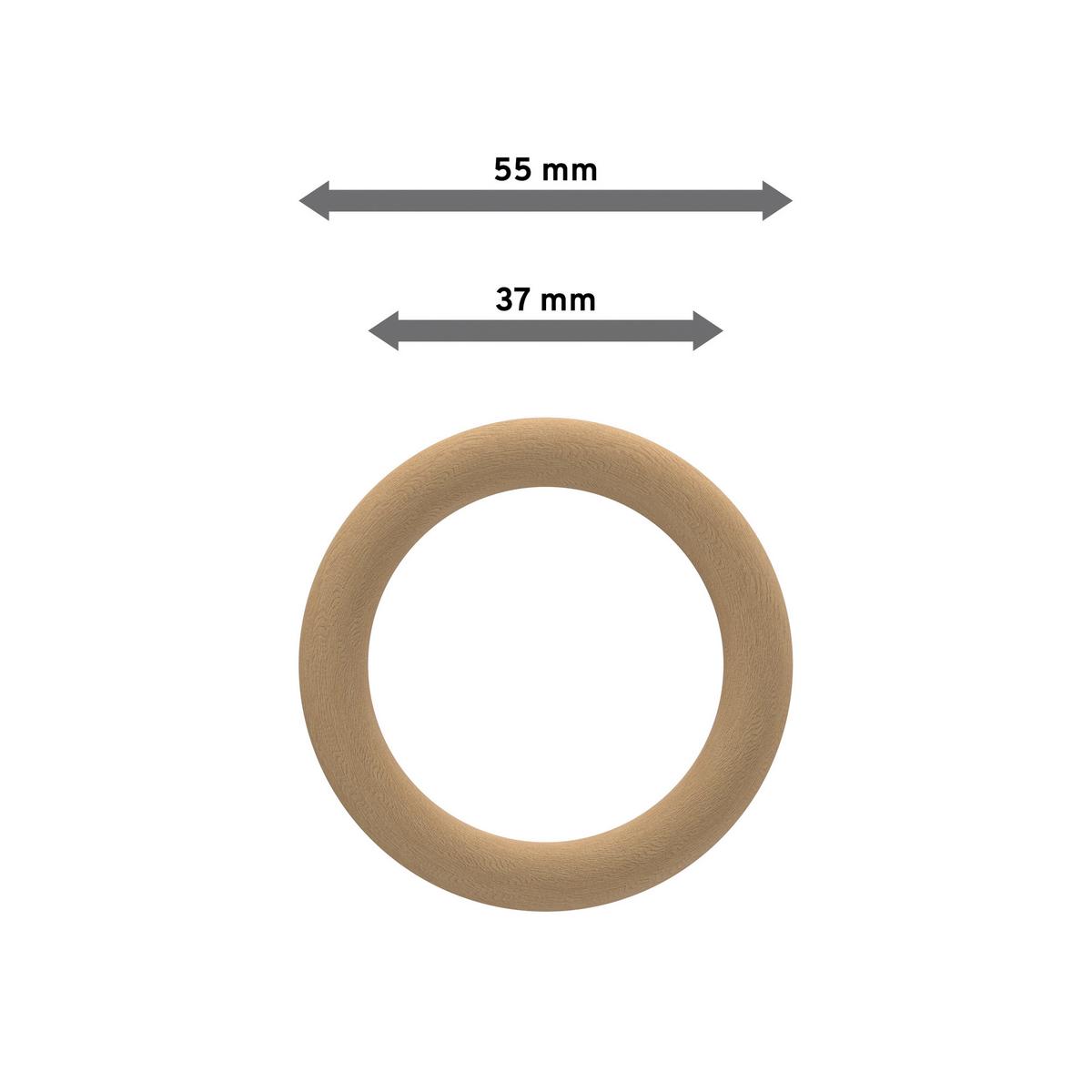 RUNDRINGE MIT FALTENHAKEN FÜR GARDINENSTANGEN 28 mm Ø, Buche, Packung 10 Stück - Buchefarben, Holz (28cm) - INTERDECO