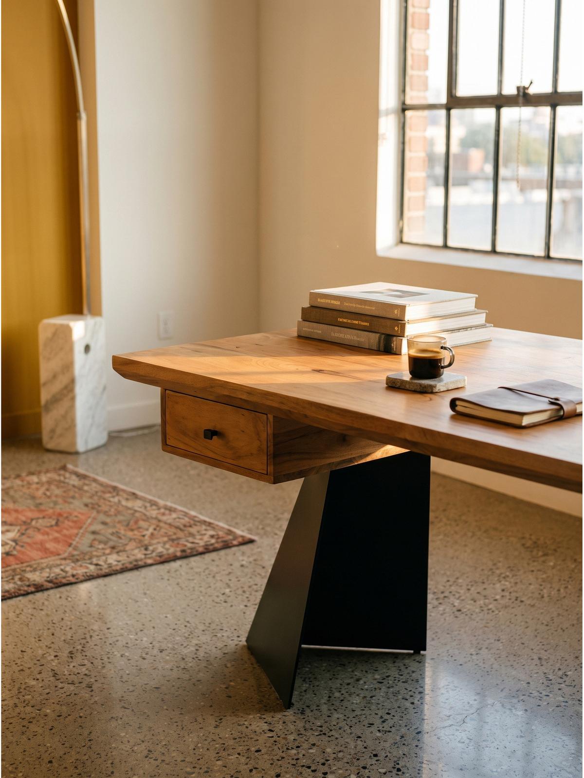 SCHREIBTISCH PANARO, Akazie Massivholz, Akazie-Natur, 180 x 90 x 77 cm - Braun, Holz (90/180/77cm) - KADIMA DESIGN