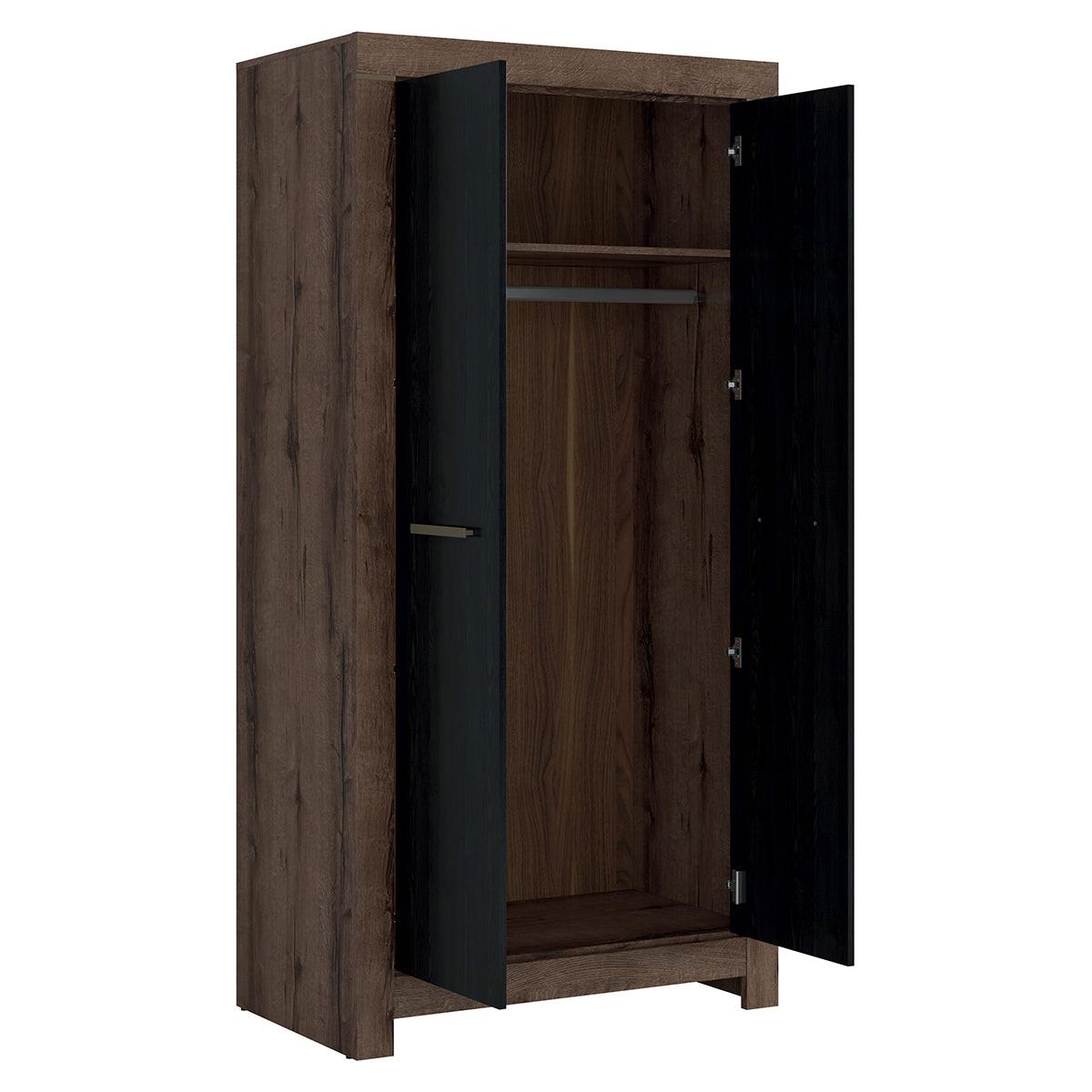 SCHRANK 2 Türen Adam Holz und Schwarz - Schwarz, Holzwerkstoff (98/195/55cm) - Petits-meubles