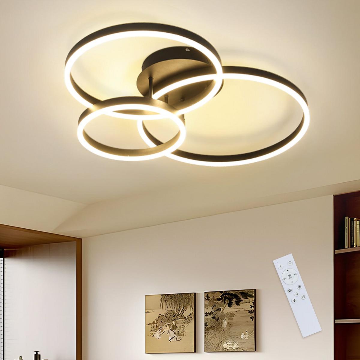LED-DECKENLEUCHTE Wolkenzauber 82/58/15 cm - Schwarz, Metall (82/58/15cm) - ZMH