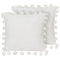 DEKOKISSEN 2er-Set Weiß 45/45 cm Jasmine - Weiß, Textil (45/45cm) - Beliani