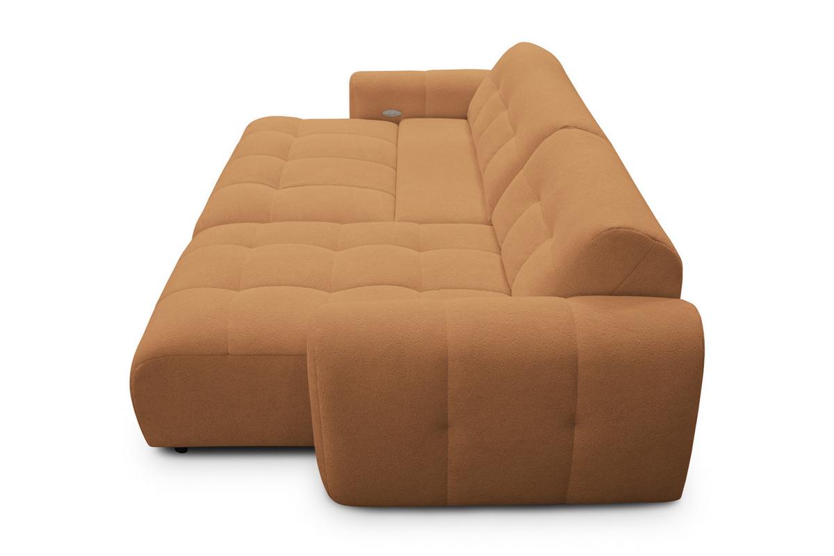 ECKSOFA LUMERO 4-Sitzer RECHTS, orange - Schwarz/Orange, Holz/Textil (275/166cm) - Courtois Laville