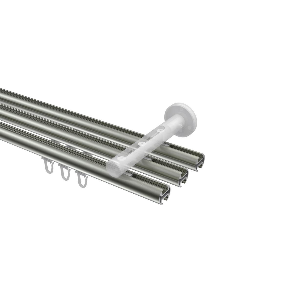 GARDINENSTANGE INNENLAUF Siteno Tanara 540 cm (geteilt in 3 x 180 cm), 3-läufig, 20 mm Ø Edelstahl-Optik - Edelstahlfarben/Silberfarben, Metall (540cm) - INTERDECO