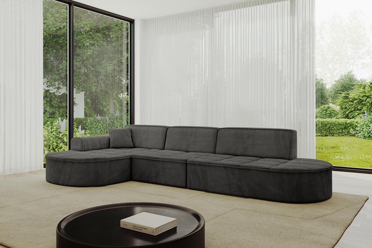 ECKSOFA Ottomane Links TARO-L2 - 328x171x79,5 cm Dunkelgrau - Dunkelgrau, Holzwerkstoff/Textil (328/171cm) - ALTDECOR