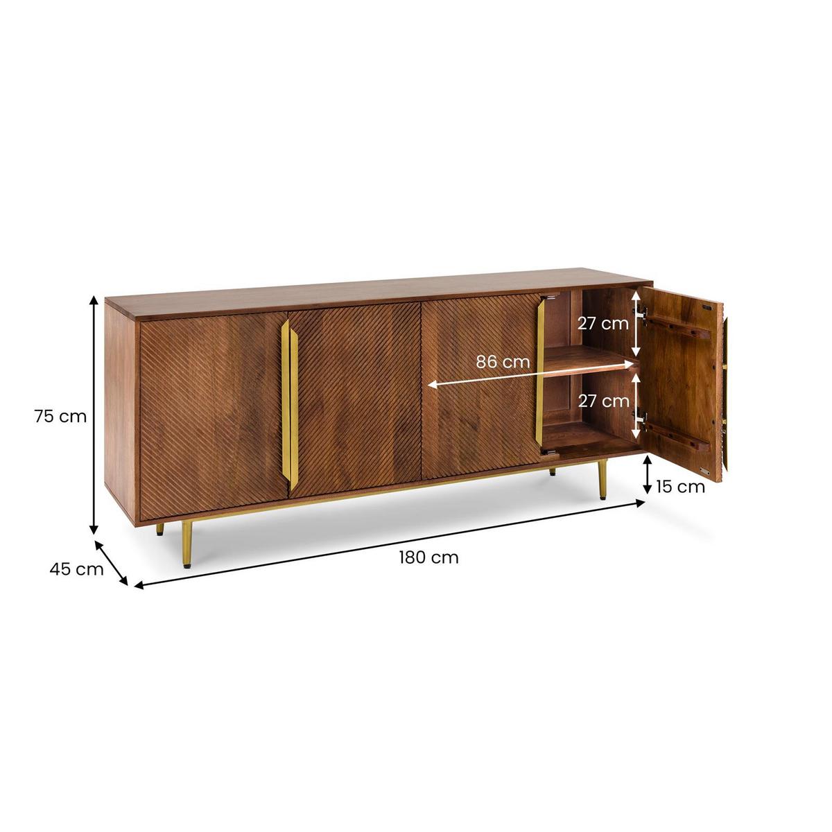 SIDEBOARD TAGULA braun, gold - Braun, Holz (180/75/45cm) - IDIMEX