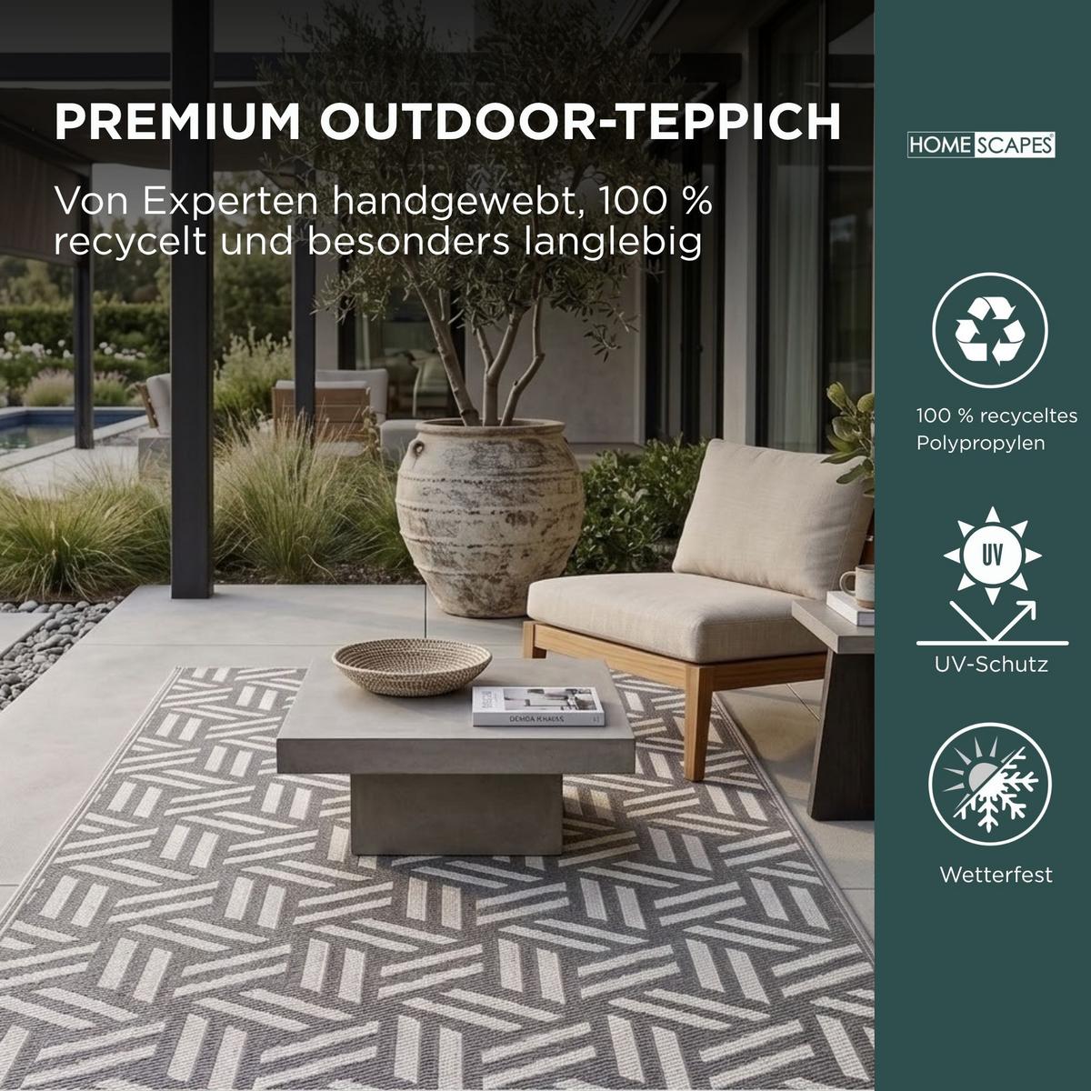 OUTDOORTEPPICH Luna, geometrisch gemustert 120/180 cm - Grau, Kunststoff (120/180cm) - Homescapes