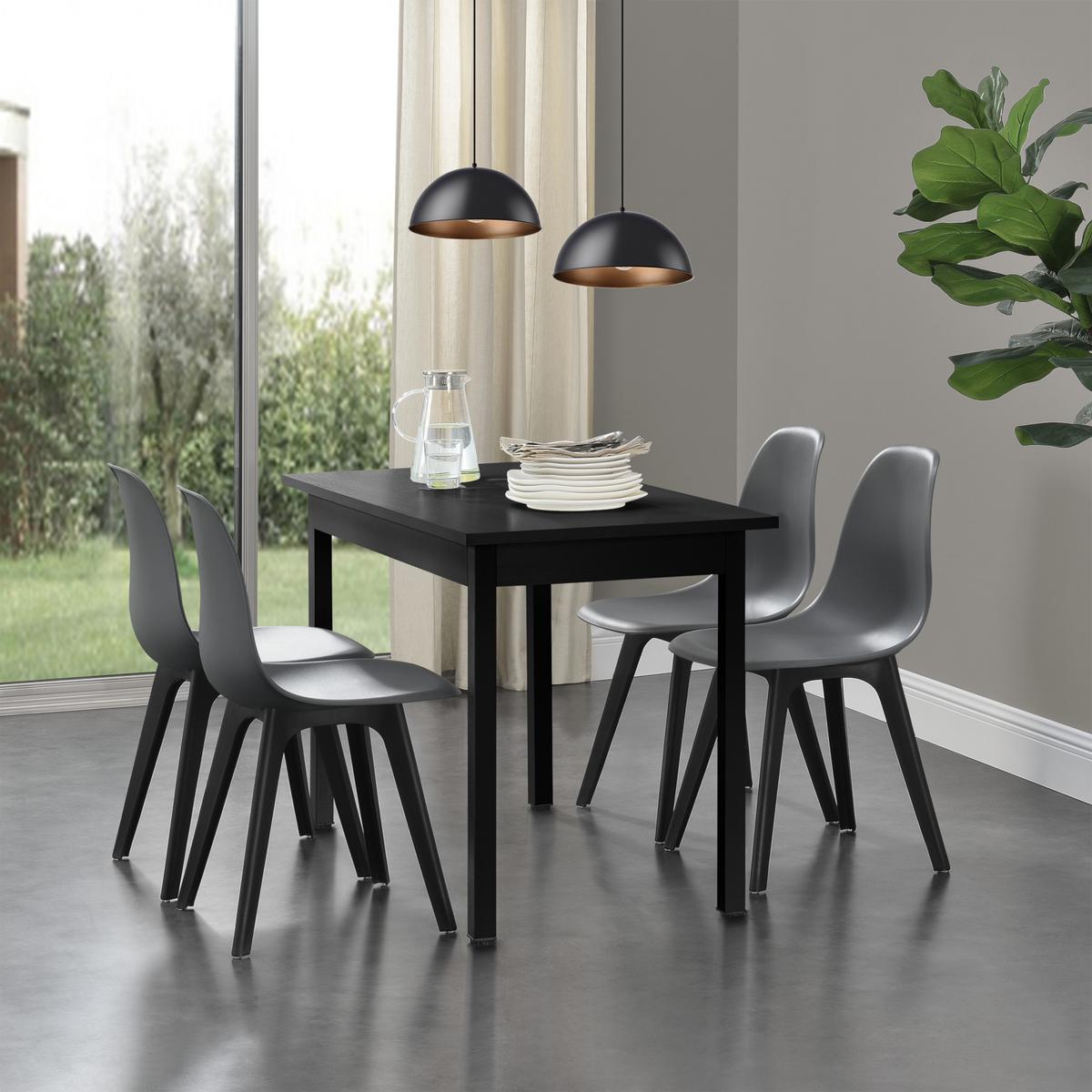 ESSGRUPPE 5 TLG. - Schwarz/Grau, Holzwerkstoff/Kunststoff (120/75/60cm) - [en.casa]