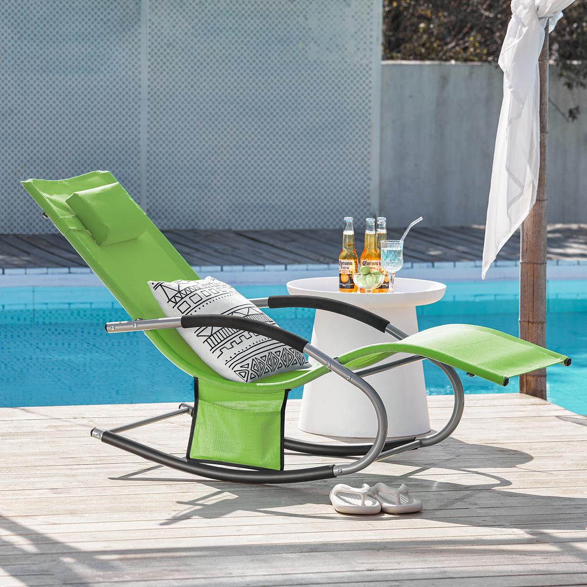 SONNENLIEGE 2 Personen, Gartenliege bis 150kg, Grün - Grün, Metall (63/87/150cm) - SoBuy
