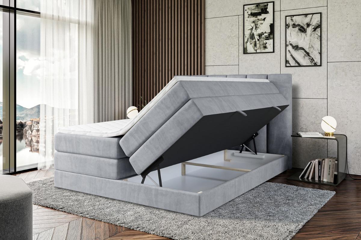 BOXSPRINGBETT BOXI1 KING - 200x200 - H3/H4 - Grau - Grau, Holzwerkstoff (200/200cm) - ALTDECOR