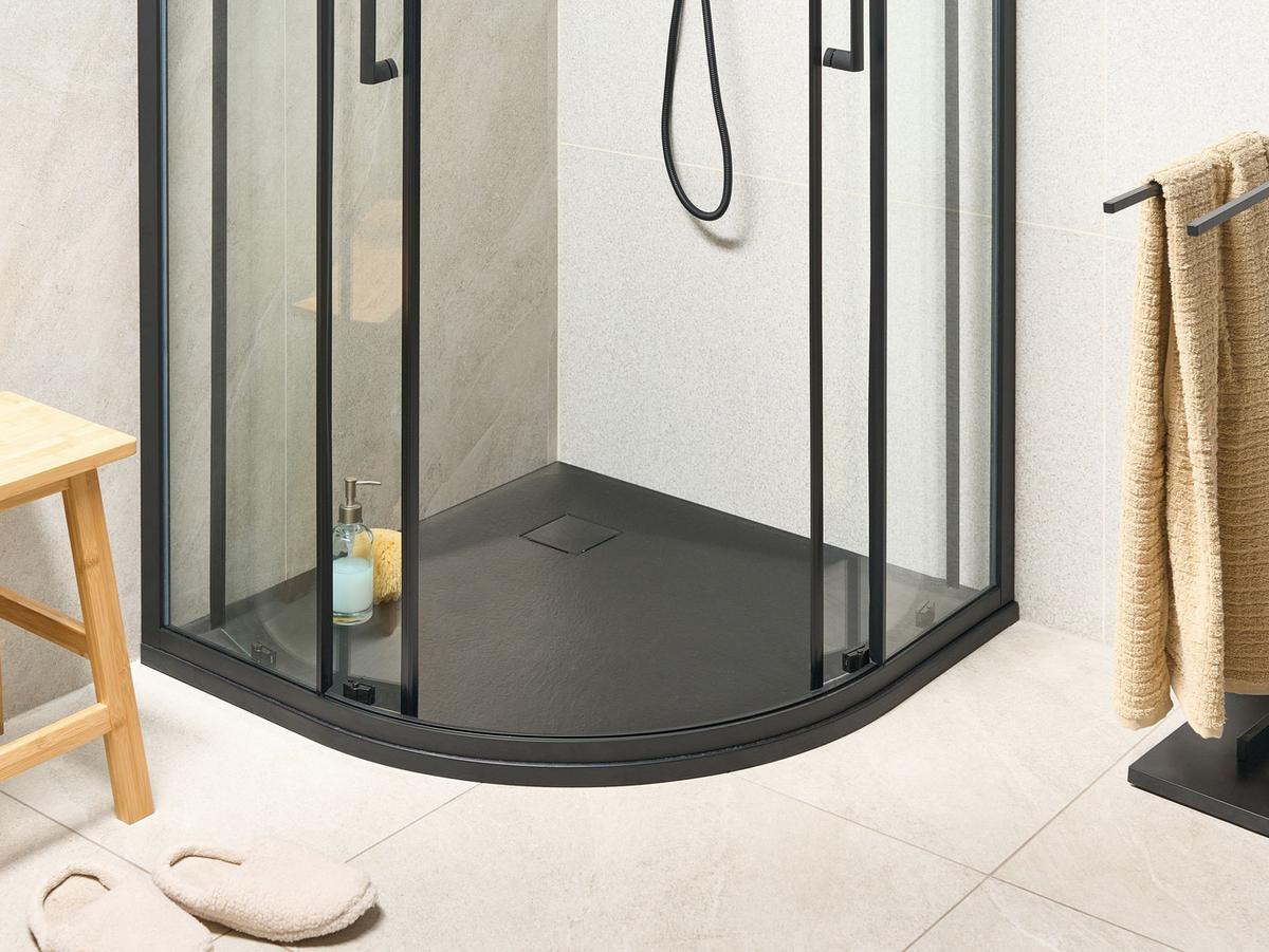 DUSCHWANNE 90/90/3 cm Schwarz Paron - Schwarz, Kunststoff (90/3/90cm) - Beliani