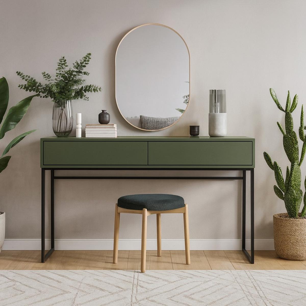 KONSOLENTISCH Giana mit 2 Schubladen, 137 cm, Flaschengrün - Dunkelgrün/Schwarz, Holzwerkstoff (37/137/83cm) - Beautysofa