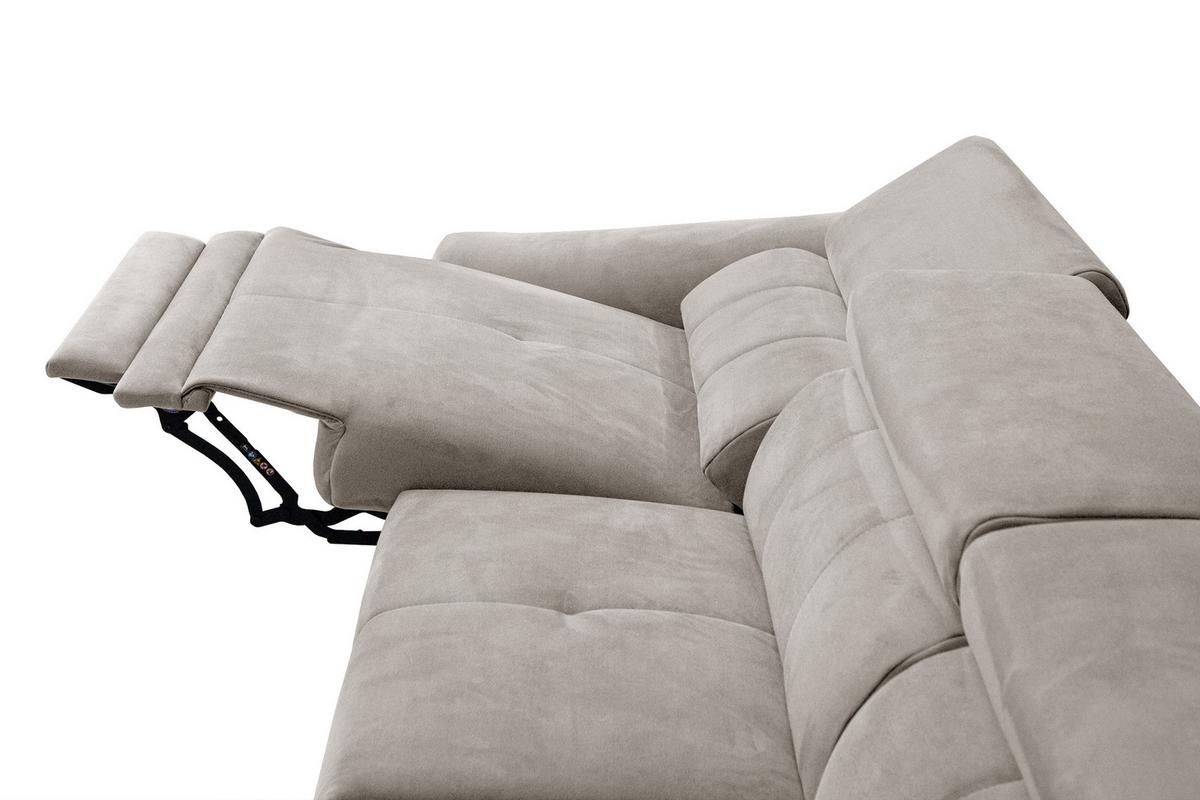 ECKSOFA LARS 5-Sitzer, 1 Relax, verstellbare Kopfstützen, beige - Beige/Schwarz, Holzwerkstoff/Textil (284/201cm) - Wozimo