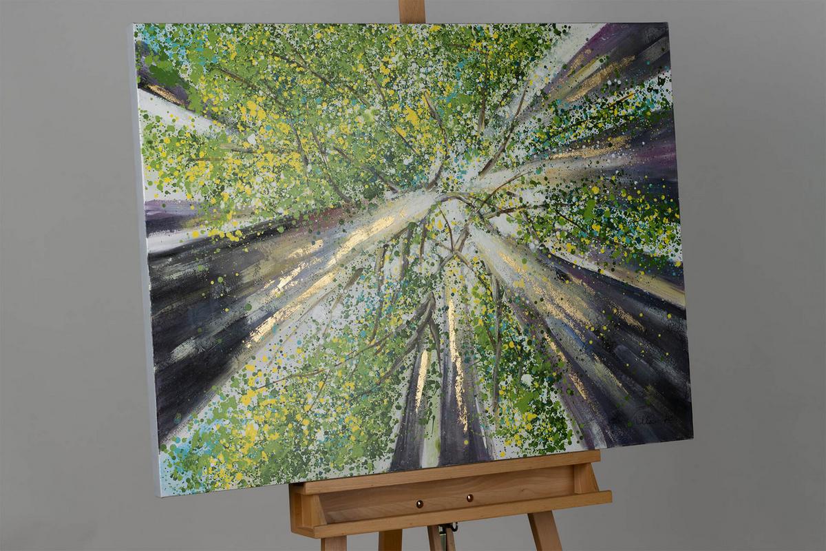 ACRYLBILD HANDGEMALT 100/75 cm - Braun/Grün, Holz/Textil (100/75cm) - KUNSTLOFT