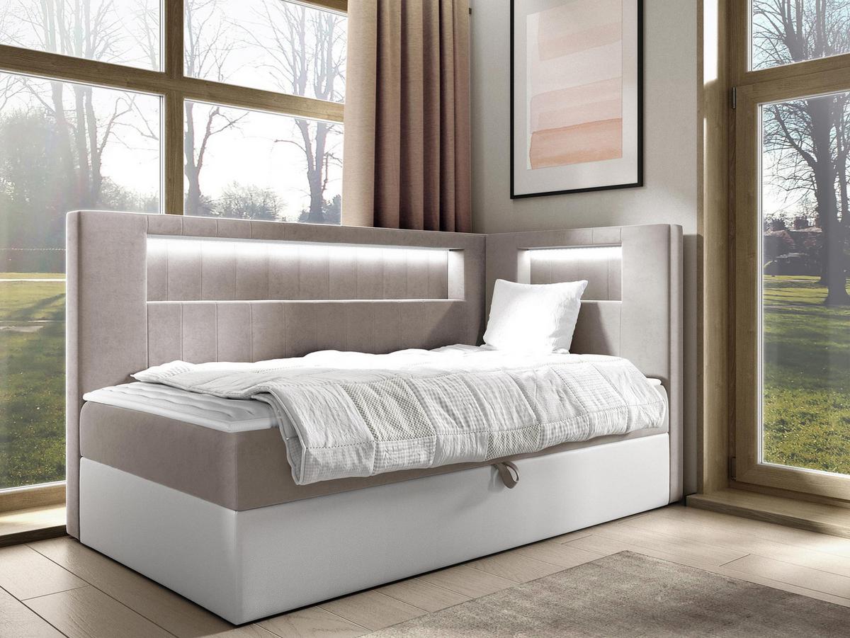 BOXBETT Gold Junior 3, Seite zum Öffnen des Bettkastens: Rechts - H3 - Creme/Weiß, Holz (90/200cm) - MIRJAN24