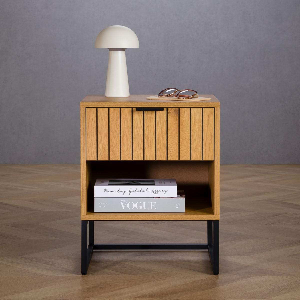 NACHTTISCH MESTO - Schwarz, Holzwerkstoff (40/50/40cm) - IDIMEX