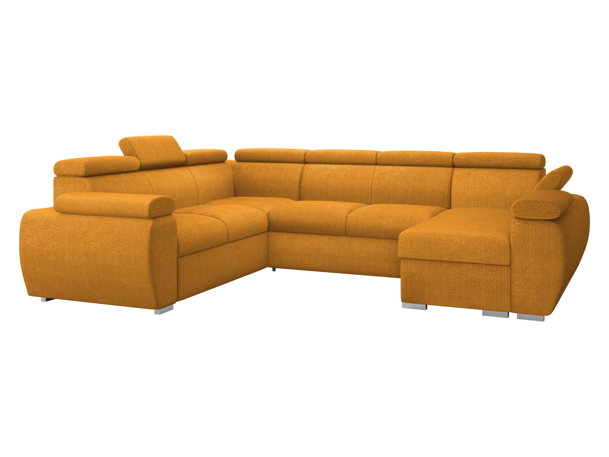 WOHNLANDSCHAFT Boston U, Seite: Rechts - 2R+R+2P+LC - Currygelb/Chromfarben, Holz/Textil (325/98/260cm) - MIRJAN24