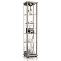 GLASVITRINE 33/37/176 cm mit Spiegel, LED & 4 höhenverstellbaren Glasböden - Transparent/Silberfarben, Glas/Holzwerkstoff (37/176/33cm) - K-Möbel