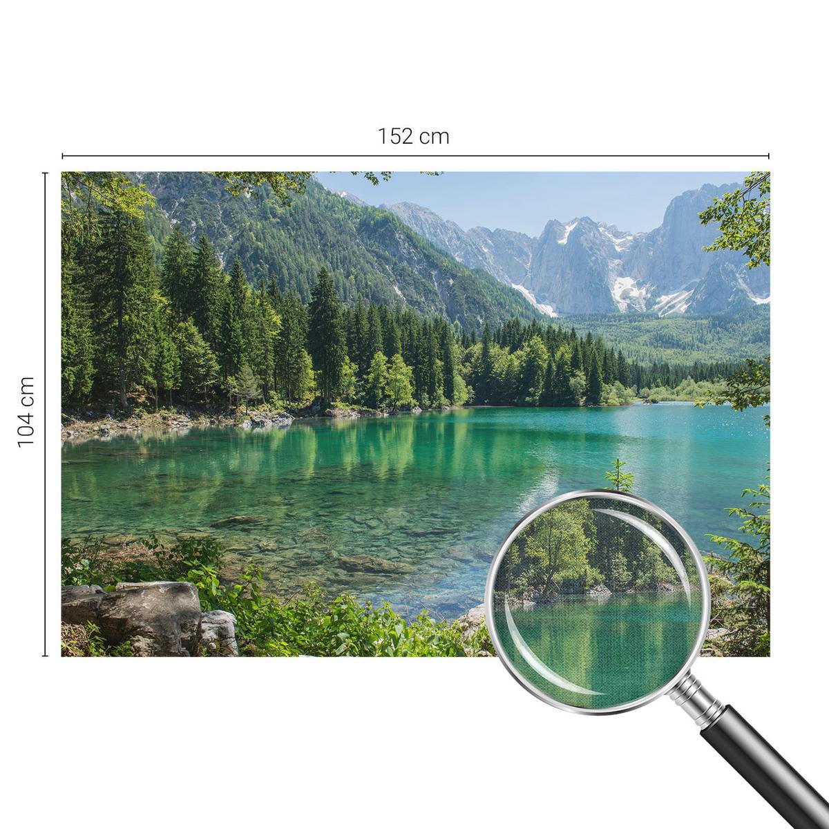 FOTOTAPETE 152x104 cm - Grüner See - Grün, Textil (152/104cm) - Wallfluent