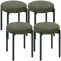HOCKER 4er Set Polyester Dunkelgrün - Dunkelgrün, Textil/Metall (45/47.5/45cm) - HOMCOM