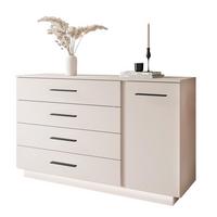 KOMMODE LINA KASCHMIR II 1D4S mit LED-Beleuchtung Schwarze Griffe - Kaschmir/Schwarz, Holzwerkstoff (138/84/40cm) - Lookway