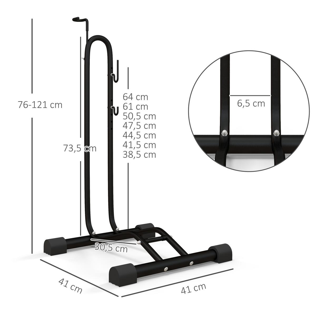 FAHRRADSTÄNDER vertikal und horizontaler Radständer für 700c Fahrräder - Schwarz, Metall (41/121/41cm) - SPORTNOW