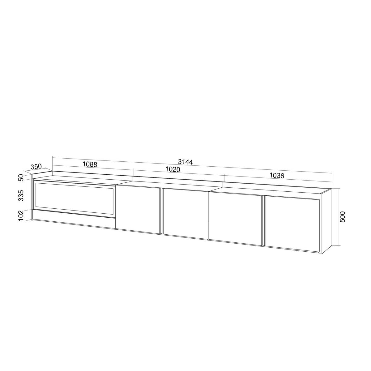 LOWBOARD, Eiche und Schwarz, 315/35/50cm, Kamin mit Feuereffekt XXL - Eichefarben, Holzwerkstoff (315/50/35cm) - Skraut Home