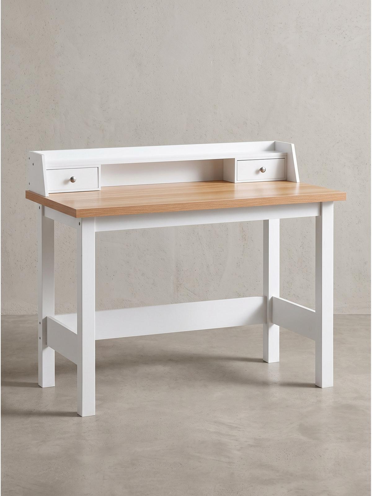 SCHREIBTISCH GENUA, MDF, Natur-Weiß, 106 x 53 x 90 cm - Weiß, Holzwerkstoff/Metall (53/106/90cm) - KADIMA DESIGN