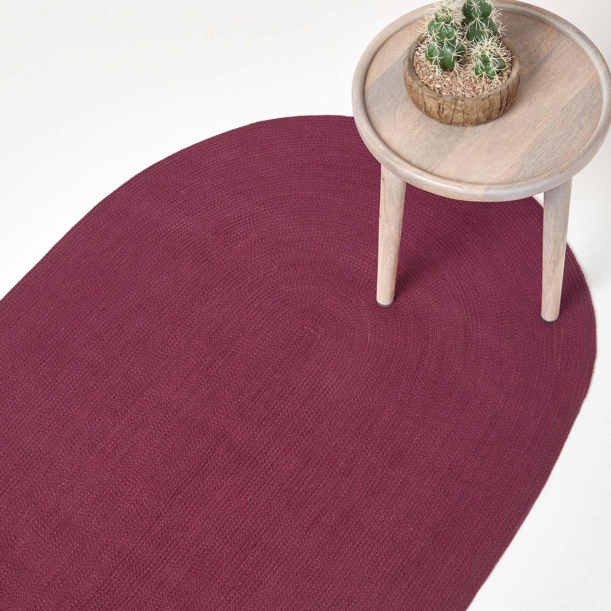 TEPPICH geflochten oval 90/150 cm - Weinrot, Textil (90/150cm) - Homescapes