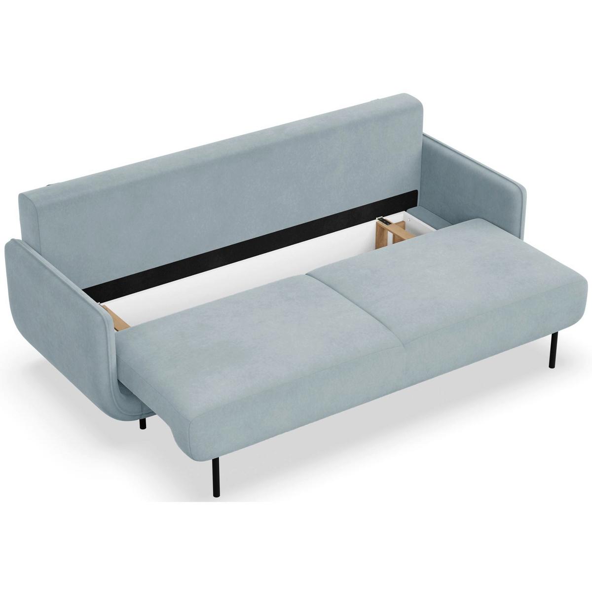 SCHLAFSOFA Ovals Hellblau - Schwarz/Hellblau, Textil/Metall (236/95/96cm) - Selsey