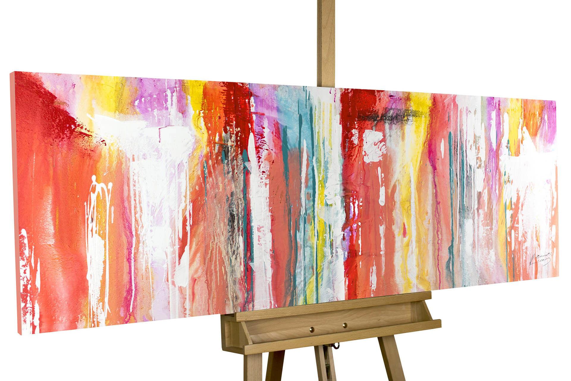 ÖLGEMÄLDE 150/50 cm - Rot/Multicolor, Holz/Textil (150/50cm) - KUNSTLOFT