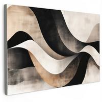 LEINWANDBILD Abstrakt - Wellen - Schwarz - Verwittert Wohnzimmer Groß 120x80 cm - Trüffeleichefarben, Textil (120/80cm) - MuchoWow