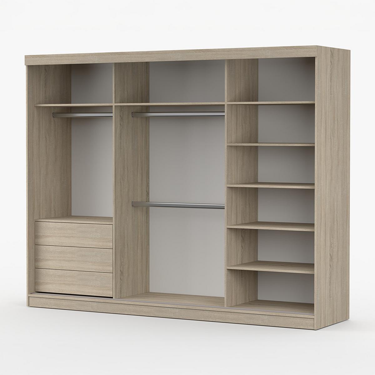 KLEIDERSCHRANK Milan 250 cm, 250/215/64, 3-türig, Sonoma-Eiche - Sonoma Eiche, Holzwerkstoff (250/215/64cm) - imoebel24