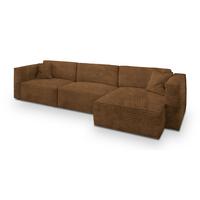 ECKSOFA TOLMO Kupferfarben Kordstoff mit Schlaffunktion - Grau/Kupferfarben, Holz/Kunststoff (347/148cm) - MASSENO