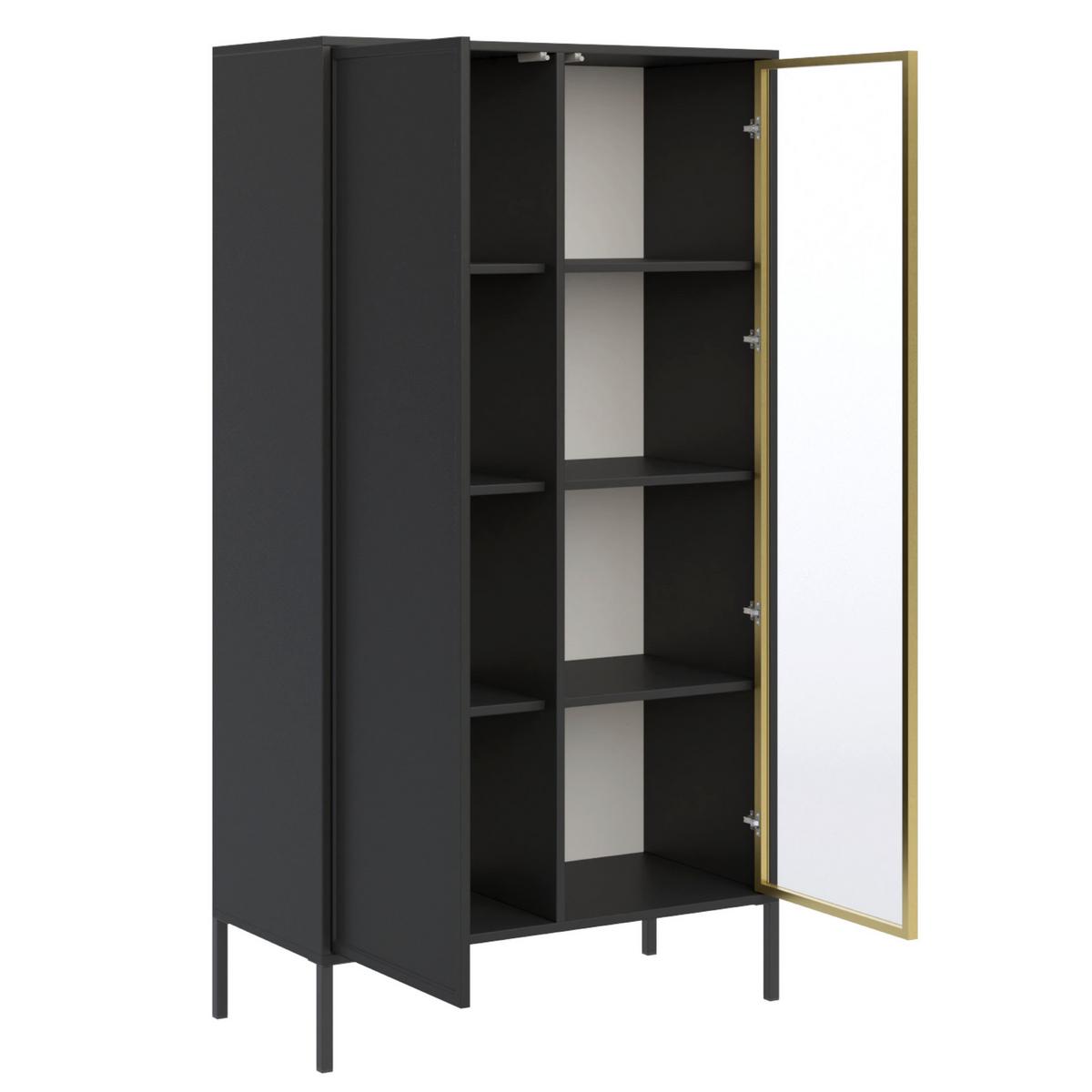 VITRINE Velveto Schwarz 90 cm - Schwarz, Holzwerkstoff/Metall (90/160.2/40cm) - Selsey