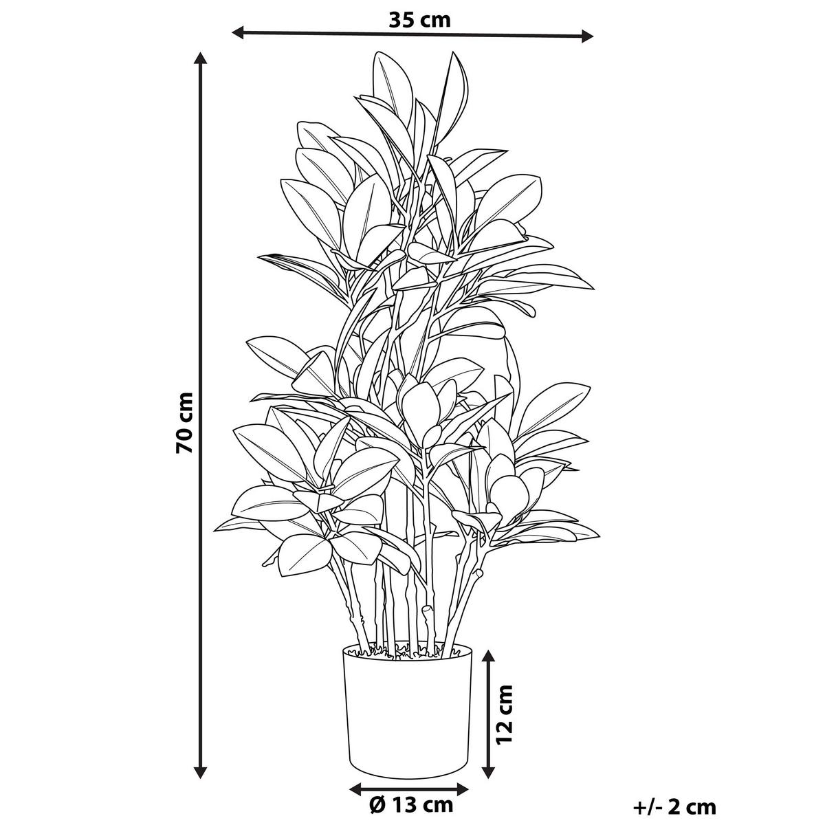 KUNSTPFLANZE im Blumentopf 70 cm Grün/Schwarz Magnolia - Schwarz/Grün, Kunststoff (70cm) - Beliani