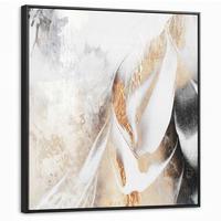 LEINWAND Bilder mit Rahmen - Luxus - Abstrakt - Gold - Weiß - 90x90 - Goldfarben, Textil (90/90cm) - MuchoWow