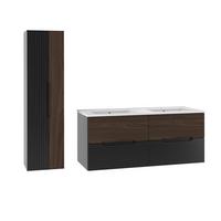 BADMÖBEL 120.6cm Sylla 2er-Set Schwarz und Holz - Schwarz, Holzwerkstoff (120.6/52.2/45.8cm) - Petits-meubles