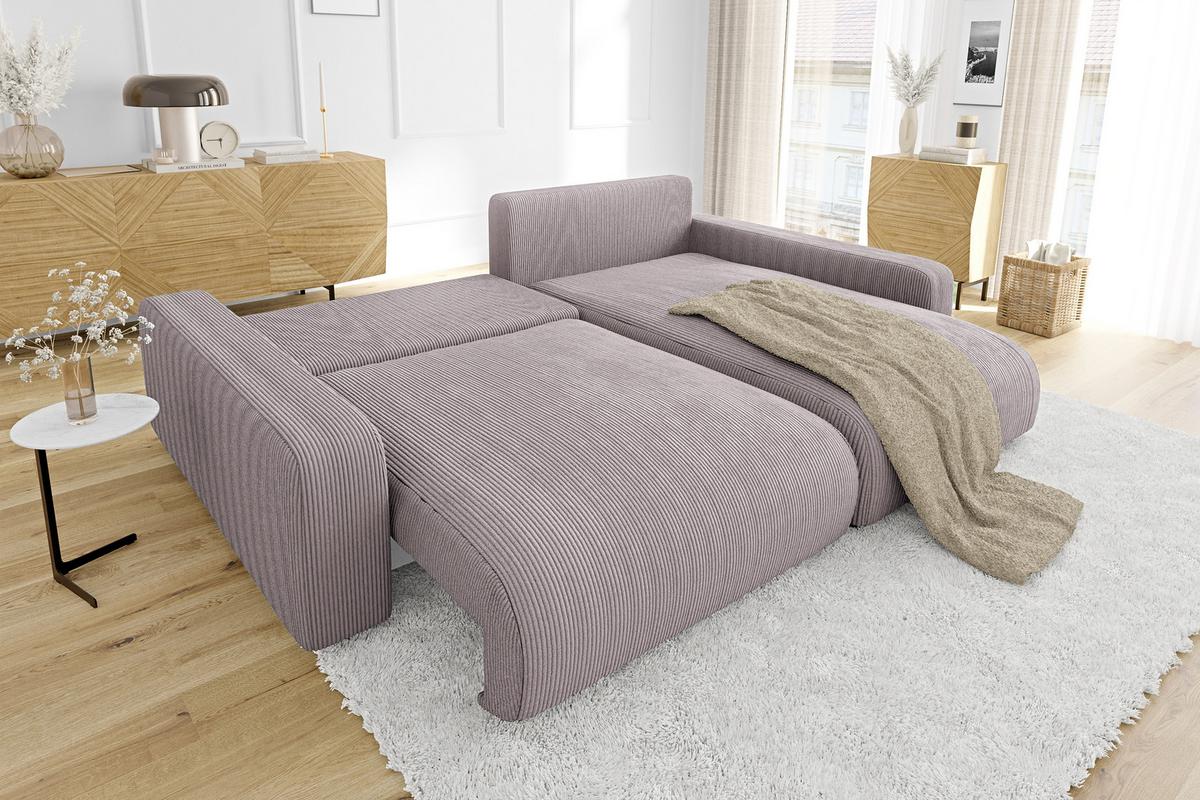 ECKSOFA Emma Puderrosa Cord - Ottomane rechts - Pink, Textil (234/170cm) - S-Style Möbel